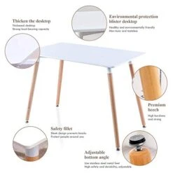 OKAKOPA 5 Piece Dining Table Set For 4, Modern 42.5" Rectangle Wood Dining Table And 4 Chairs With Metal Legs (1 Pc White Table + 4 Pcs Gray Chairs) 12 OKAKOPA 5 Piece Dining Table Set For 4, Modern 42.5" Rectangle Wood Dining Table And 4 Chairs With Metal Legs (1 Pc White Table + 4 Pcs Gray Chairs) -Home Table Chair Store 41ugQwyNsrL