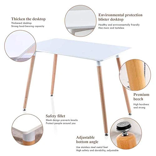 OKAKOPA 5 Piece Dining Table Set For 4, Modern 42.5" Rectangle Wood Dining Table And 4 Chairs With Metal Legs (1 Pc White Table + 4 Pcs Gray Chairs) 5 OKAKOPA 5 Piece Dining Table Set For 4, Modern 42.5" Rectangle Wood Dining Table And 4 Chairs With Metal Legs (1 Pc White Table + 4 Pcs Gray Chairs) - Image 3