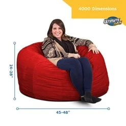 ULTIMATE SACK 4000 (4 Ft.) Bean Bag Chair: Giant Foam-Filled Furniture - Machine Washable Covers, Durable Inner Liner, 100% Virgin Foam. Comfy Bean Bag Chair. (Black, Suede) -Home Table Chair Store 41ur5CnThsL