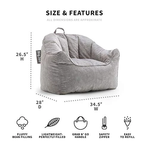 Big Joe Hug Bean Bag Chair, Gray Hyde, 3ft 6 Big Joe Hug Bean Bag Chair, Gray Hyde, 3ft - Image 4