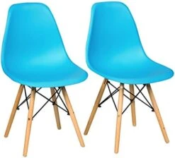 GOFLAME DSW Dining Chairs, Shell Plastic Chairs With Wood Legs, Modern Style Armless Chairs For Living Room Kitchen Bedroom, Eiffel DSW Style Side Chairs With Ergonomic Backrest Set Of 4, Black -Home Table Chair Store 41utCnMn PL. AC