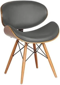 Armen Living Cassie Dining Chair In Black Faux Leather And Walnut Wood Finish -Home Table Chair Store 41v3iJgUSGL. AC