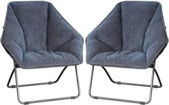 Zenithen Limited Hexagon Folding Dish Chair, Gray Corduroy - Pack Of 1 -Home Table Chair Store 41vE Th7eOS. AC