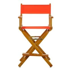 Casual Home Director's Chair ,Honey Oak Frame/Orange Canvas,24" - Counter Height -Home Table Chair Store 41vJaJYYhIL