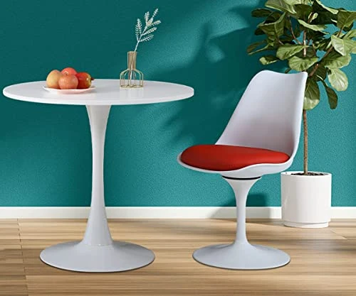 White Tulip Table,31.5" Modern Round Dining Table White Pedestal Table Kitchen Table Bistro Table Round Drop Leaf Table For Dining Room,Living Room(White) 5 White Tulip Table,31.5" Modern Round Dining Table White Pedestal Table Kitchen Table Bistro Table Round Drop Leaf Table For Dining Room,Living Room(White) - Image 3