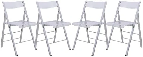 LeisureMod Milden Modern Acrylic Folding Chairs, Set Of 4 (Blue) 6 LeisureMod Milden Modern Acrylic Folding Chairs, Set Of 4 (Blue) - Image 4