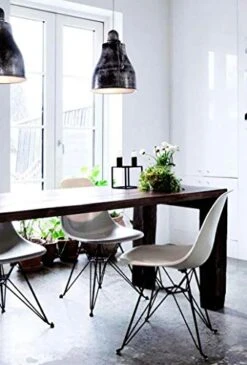 2xhome Set Of 4 White Mid Century Modern Design Industrial Plastic Chair Side No Arms Dark Black Wire Chrome Base With Back Eiffel Molded Shell Dining Chairs Living Room Accent Work Desk Bedroom -Home Table Chair Store 41vgM3iZz7L