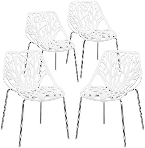 Bonnlo Modern Stackable Chair Set Of 4 Kitchen Dining Chair Birch Sapling Comfy Chairs For Indoor Use (Blue) 10 Bonnlo Modern Stackable Chair Set Of 4 Kitchen Dining Chair Birch Sapling Comfy Chairs For Indoor Use (Blue) - Image 8