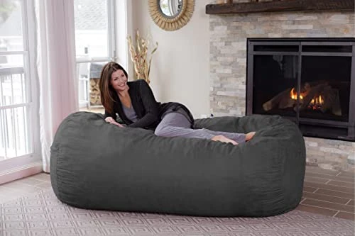 Chill Sack Memory Foam Bean Bag Lounger, 7.5-Feet, Charcoal 5 Chill Sack Memory Foam Bean Bag Lounger, 7.5-Feet, Charcoal - Image 3