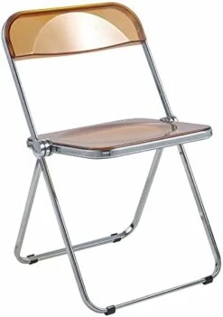 LeisureMod Lawrence Modern Transparent Acrylic Folding Chair With Metal Frame (Clear) -Home Table Chair Store 41wMSBkUMaL. AC