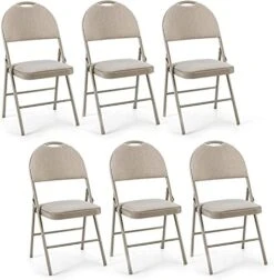 Nightcore Set Of 6 Folding Chairs, Upholstered Chair Set, Double Hinged Lounge Chair With Cushioned Seat, Armless Chairs, Portable Metal Chairs With Carrying Handle, Footrest And Non-Slip Feet (Black) 12 Nightcore Set Of 6 Folding Chairs, Upholstered Chair Set, Double Hinged Lounge Chair With Cushioned Seat, Armless Chairs, Portable Metal Chairs With Carrying Handle, Footrest And Non-Slip Feet (Black) -Home Table Chair Store 41wZQXTdMVL. AC