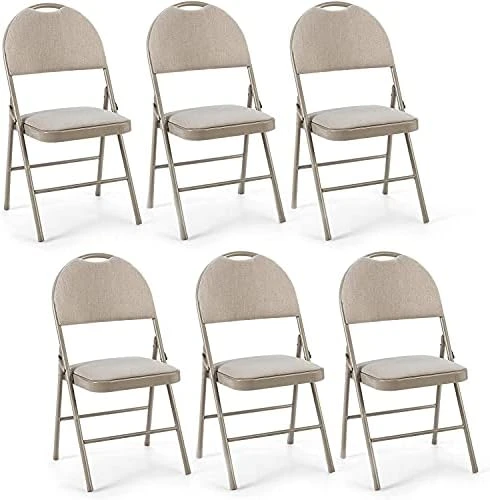 Nightcore Set Of 6 Folding Chairs, Upholstered Chair Set, Double Hinged Lounge Chair With Cushioned Seat, Armless Chairs, Portable Metal Chairs With Carrying Handle, Footrest And Non-Slip Feet (Black) 7 Nightcore Set Of 6 Folding Chairs, Upholstered Chair Set, Double Hinged Lounge Chair With Cushioned Seat, Armless Chairs, Portable Metal Chairs With Carrying Handle, Footrest And Non-Slip Feet (Black) - Image 5