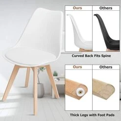 Giantex Set Of 4 Modern Dining Chairs, High Backrest Kitchen Chairs, Elegant Mid Century Side Chairs W/Padded Seat, Solid Wood Legs, Upholstered Tulip Chair For Dining Room, Living Room (White) 13 Giantex Set Of 4 Modern Dining Chairs, High Backrest Kitchen Chairs, Elegant Mid Century Side Chairs W/Padded Seat, Solid Wood Legs, Upholstered Tulip Chair For Dining Room, Living Room (White) -Home Table Chair Store 41wqgXiIW5L