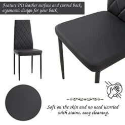 Recaceik 7 Pieces Modern Dining Table Set For 6, 52 Inch Glass Table And 6 PU Leather Kitchen Dining Room Chairs With Metal Frames, Dining Room Table And Chairs Set, Easy To Clean & Assemble -Home Table Chair Store 41wrttNpj8L