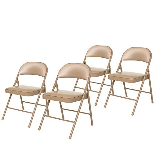 OEF Furnishings (4 Pack) Vinyl Padded Steel Folding Chairs, Beige 3 OEF Furnishings (4 Pack) Vinyl Padded Steel Folding Chairs, Beige