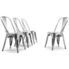 BELLEZE Metal Dining Chairs Set Of 4, Stackable Metal Chairs Industrial Vintage Farmhouse Chairs With Detachable Backrest, Weather Resistant Tolix Chair For Indoor Outdoor - Alexander (Gunmetal) 1 BELLEZE Metal Dining Chairs Set Of 4, Stackable Metal Chairs Industrial Vintage Farmhouse Chairs With Detachable Backrest, Weather Resistant Tolix Chair For Indoor Outdoor - Alexander (Gunmetal) -Home Table Chair Store 41xNi5oebZL