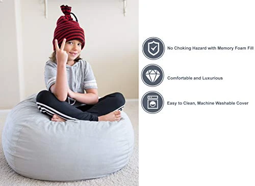 Pillowtex Quality Kids Memory Foam Bean Bag Chair - 3ft Bags With Removable Washable Cover 4 Pillowtex Quality Kids Memory Foam Bean Bag Chair - 3ft Bags With Removable Washable Cover - Image 2
