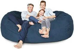 Lumaland Luxurious Giant 7ft Bean Bag Chair With Microsuede Cover - Ultra Soft, Foam Filling, Washable Jumbo Bean Bag Sofa For Kids, Teenagers, Adults - Sack Chair For Dorm, Family Room - Dark Grey -Home Table Chair Store 41xnmPDI7mL. AC