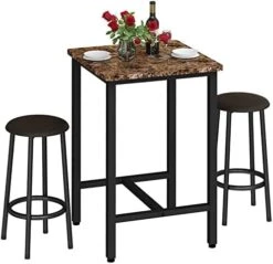 DKLGG 3-Pieces Bar Table And Chairs Set, Kitchen Dining Bar Height Table With 2 Bar Stools, Modern Bistro Pub Table Breakfast Square Bar Table Small Space For Kitchen, Living Room, Party Room, White -Home Table Chair Store 41xxTa12TSL. AC