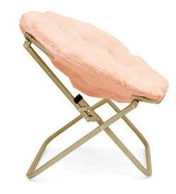 Urban Shop Faux Fur Saucer Chair With Metal Frame, One Size, Blush -Home Table Chair Store 41yKOSFoEdL