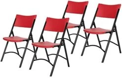 OEF Furnishings (4 Pack Heavy Duty Indoor/Outdoor Plastic Folding Chair, Light Grey -Home Table Chair Store 41yV6BOsrNL. AC