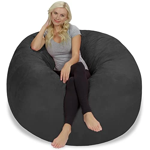 Chill Sack Bean Bag Chair: Giant 5' Memory Foam Furniture Bean Bag - Big Sofa With Soft Micro Fiber Cover - Dark Gray 4 Chill Sack Bean Bag Chair: Giant 5' Memory Foam Furniture Bean Bag - Big Sofa With Soft Micro Fiber Cover - Dark Gray - Image 2
