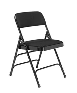 National Public Seating 2310 Fabric Padded Triple Brace Steel Folding Chair, Black (Pack Of 4)