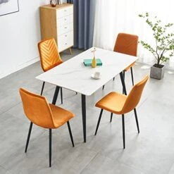 Adyoyi Modern Velvet Dining Chairs Set Of 4, Upholstered Velvet Dining Room Chairs Fabric Dining Chairs For Dinning Room Home Living Room Bedroom Kitchen, Orange -Home Table Chair Store 41ytyPa3toL