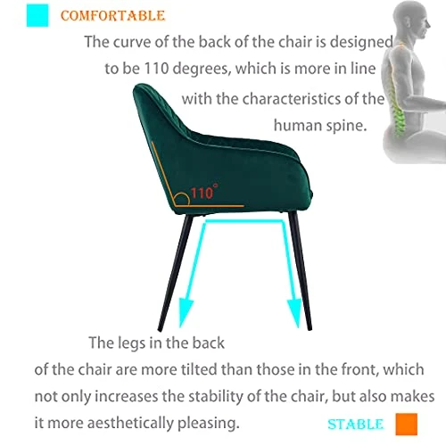 KEIVVAKN Velvet Dining Chairs Set Of 4 Green Velvet Upholstered Chairs For Dining Room Modern Tufted Dining Chair With Arms 4 KEIVVAKN Velvet Dining Chairs Set Of 4 Green Velvet Upholstered Chairs For Dining Room Modern Tufted Dining Chair With Arms - Image 2