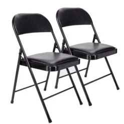 Westerly 2 Pack Black Padded Metal Folding Chair For Home Of Office