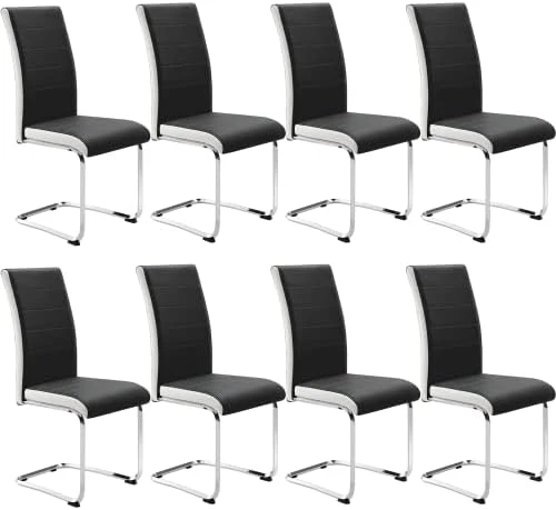 SICOTAS Dining Chairs Set Of 2 - Modern Kitchen Chairs Faux Leather, High Back Dining Room Chairs With Metal Base, Upholstered Dinner Chairs, 2 PCS Armless Side Chair For Dining Room And Kitchen, Grey 8 SICOTAS Dining Chairs Set Of 2 - Modern Kitchen Chairs Faux Leather, High Back Dining Room Chairs With Metal Base, Upholstered Dinner Chairs, 2 PCS Armless Side Chair For Dining Room And Kitchen, Grey - Image 7