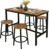 MIERES 5 Pcs Dining Table Set, Kitchen Table And Chairs For 4 Kitchen Counter With Bar Height Stools, Ideal For Pub︱Home︱Farmhouse Restaurant︱Cafe, MDF Top & Steel Frame 2 MIERES 5 Pcs Dining Table Set, Kitchen Table And Chairs For 4 Kitchen Counter With Bar Height Stools, Ideal For Pub︱Home︱Farmhouse Restaurant︱Cafe, MDF Top & Steel Frame -Home Table Chair Store 51019iFpPpL