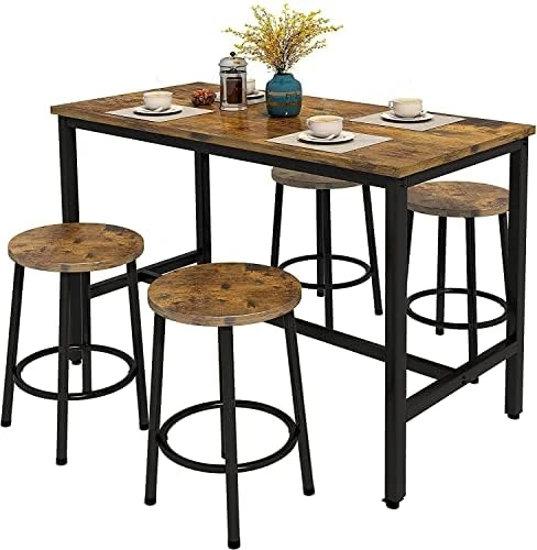 MIERES 5 Pcs Dining Table Set, Kitchen Table And Chairs For 4 Kitchen Counter With Bar Height Stools, Ideal For Pub︱Home︱Farmhouse Restaurant︱Cafe, MDF Top & Steel Frame 13 MIERES 5 Pcs Dining Table Set, Kitchen Table And Chairs For 4 Kitchen Counter With Bar Height Stools, Ideal For Pub︱Home︱Farmhouse Restaurant︱Cafe, MDF Top & Steel Frame - Image 11