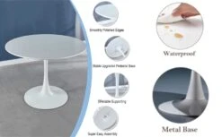 42" Round Dining Table White Tulip Table Mid-Century Dining Table With Round MDF Table Top, Pedestal Dining Table, End Table Leisure Coffee Table 12 42" Round Dining Table White Tulip Table Mid-Century Dining Table With Round MDF Table Top, Pedestal Dining Table, End Table Leisure Coffee Table -Home Table Chair Store 5108tLSnlJL