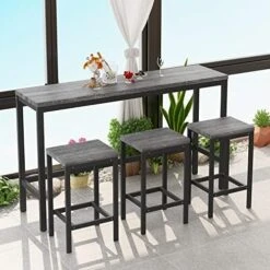 Harper & Bright Designs 4-Piece Counter Height Table Set With 2 Drawers And Socket, Mulitpurpose Rustic Bar Dining Table Set With 3 Leather Padded Stools (Espresso) 22 Harper & Bright Designs 4-Piece Counter Height Table Set With 2 Drawers And Socket, Mulitpurpose Rustic Bar Dining Table Set With 3 Leather Padded Stools (Espresso) -Home Table Chair Store 510FL3ehKeL. AC