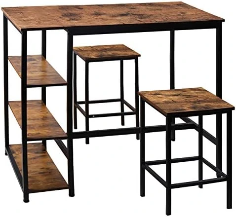 VEIKOU 47'' Bar Height Table Industrial Dining Table, Counter Height Bar Table With Adjustable Legs, Tall Pub Table With Metal Frame, Rustic Brown 9 VEIKOU 47'' Bar Height Table Industrial Dining Table, Counter Height Bar Table With Adjustable Legs, Tall Pub Table With Metal Frame, Rustic Brown - Image 7