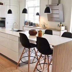 2xhome - Set Of Two (2) -Black- 25" Seat Height Molded Plastic Modern Counter Stools With Backs And Armless Natural Legs Wood Eiffel Legs Dowel-Leg 21 2xhome - Set Of Two (2) -Black- 25" Seat Height Molded Plastic Modern Counter Stools With Backs And Armless Natural Legs Wood Eiffel Legs Dowel-Leg -Home Table Chair Store 510TvG774jL