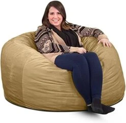 ULTIMATE SACK 4000 (4 Ft.) Bean Bag Chair: Giant Foam-Filled Furniture - Machine Washable Covers, Durable Inner Liner, 100% Virgin Foam. Comfy Bean Bag Chair. (Black, Suede) -Home Table Chair Store 510p1cIRVFL. AC