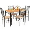 NAFORT 5-Piece Dining Table Set For 4, Vintage Kitchen Rectangular Table And 4 Padded Chairs Set W/Metal Frame Wood Tabletop For Home Kitchen Dining Room Furniture Set For 4, Natural 1 NAFORT 5-Piece Dining Table Set For 4, Vintage Kitchen Rectangular Table And 4 Padded Chairs Set W/Metal Frame Wood Tabletop For Home Kitchen Dining Room Furniture Set For 4, Natural -Home Table Chair Store 510sIhdCUAL