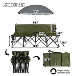 AOTIFARM Portable Sports Bench 4 Seat Folding Camping Chairs Team Sideline Bench Lawn Chairs Heavy Duty With Removable Seat Green XH4Y1A Folding Chairs -Home Table Chair Store 511IQt3NyGL