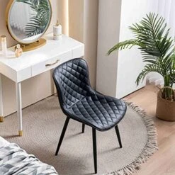 Kidol & Shellder Modern Dining Chairs Black PU Upholstered Kitchen & Dining Room Chairs,Loads Up To 300lbs,3 Mins Quick Assembly -Home Table Chair Store 511hSBoHB4L