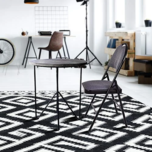 Nightcore Set Of 6 Folding Chairs, Upholstered Chair Set, Double Hinged Lounge Chair With Cushioned Seat, Armless Chairs, Portable Metal Chairs With Carrying Handle, Footrest And Non-Slip Feet (Black) 4 Nightcore Set Of 6 Folding Chairs, Upholstered Chair Set, Double Hinged Lounge Chair With Cushioned Seat, Armless Chairs, Portable Metal Chairs With Carrying Handle, Footrest And Non-Slip Feet (Black) - Image 2