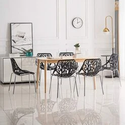 Bonnlo Modern Black Dining Chairs Set Of 6,Plastic Saping Birch Chairs,Stackable Dining Chairs Set For Living Room/Kitchen/Office (6, Black) 13 Bonnlo Modern Black Dining Chairs Set Of 6,Plastic Saping Birch Chairs,Stackable Dining Chairs Set For Living Room/Kitchen/Office (6, Black) -Home Table Chair Store 512cbImhXvL
