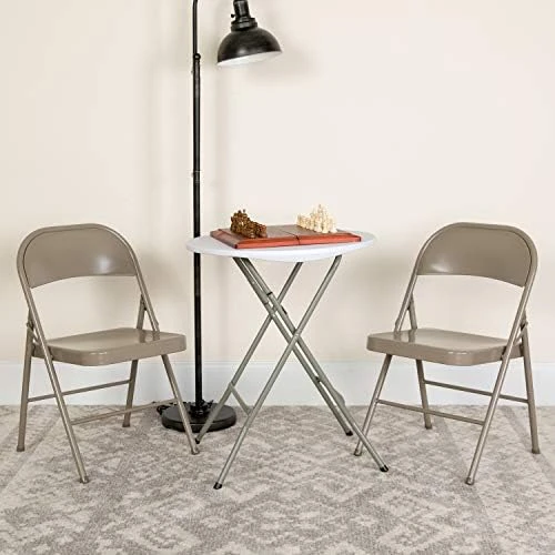 EMMA + OLIVER 2 Pack Double Braced Gray Metal Folding Chair 11 EMMA + OLIVER 2 Pack Double Braced Gray Metal Folding Chair - Image 9