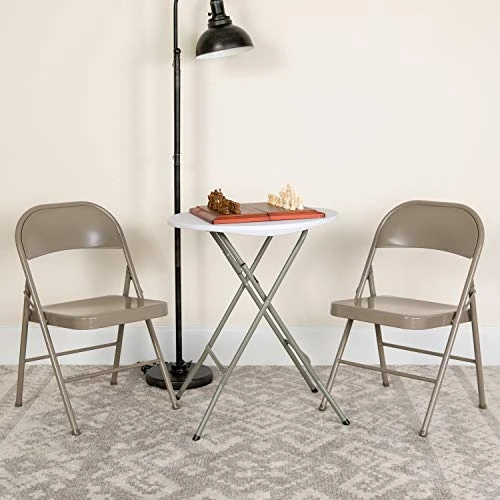 EMMA + OLIVER 2 Pack Double Braced Gray Metal Folding Chair 3 EMMA + OLIVER 2 Pack Double Braced Gray Metal Folding Chair