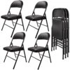 SKONYON Padded Seat Folding Chair Metal Frame Folding Chairs For Home Office, Double Braced, 4 Pack, Black 2 SKONYON Padded Seat Folding Chair Metal Frame Folding Chairs For Home Office, Double Braced, 4 Pack, Black -Home Table Chair Store 513nls4chPL