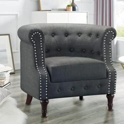 Rosevera Chancy Reading Small Armchair Arm Living Set Accent Club Room Barrel Chairs Bedroom Loveseat Sofa, Standard, Beige -Home Table Chair Store 5147X7AXl4L. AC