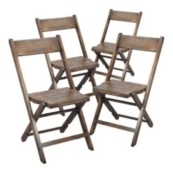Flash Furniture Natalie Slatted Wood Folding Special Event Chair - Antique Black, Set Of 4