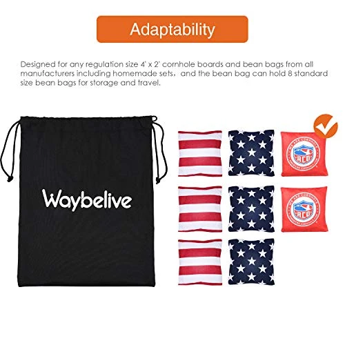 Waybelive 2 Pieces Bean Bag Game Carrying Bag, Canvas Cornhole Carrying Case With Cornhole Bean Bag Tote Carry Case, Weatherproof Bags, Black 6 Waybelive 2 Pieces Bean Bag Game Carrying Bag, Canvas Cornhole Carrying Case With Cornhole Bean Bag Tote Carry Case, Weatherproof Bags, Black - Image 4