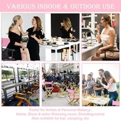 KAEGREEL Makeup Chair Accessories Set (No Chair) For Artist And Personal Make Up, 5-in-1 Pink Director Chair Canvas Replacement Kit With Sticks And Side Storage Bags (Chair Not Included) -Home Table Chair Store 515a5kEE3EL